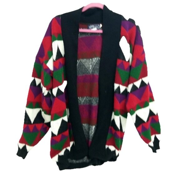 JJ Browne Vtg 80's Women’s USA Front Cardigan Sweater Hearts, Sz Large - Picture 2 of 7